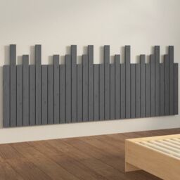 Berkfield Home Wall Headboard Grey 204x3x80 cm Solid Wood Pine - Size: 204 x 3 x 80 cm - thumbnail 4