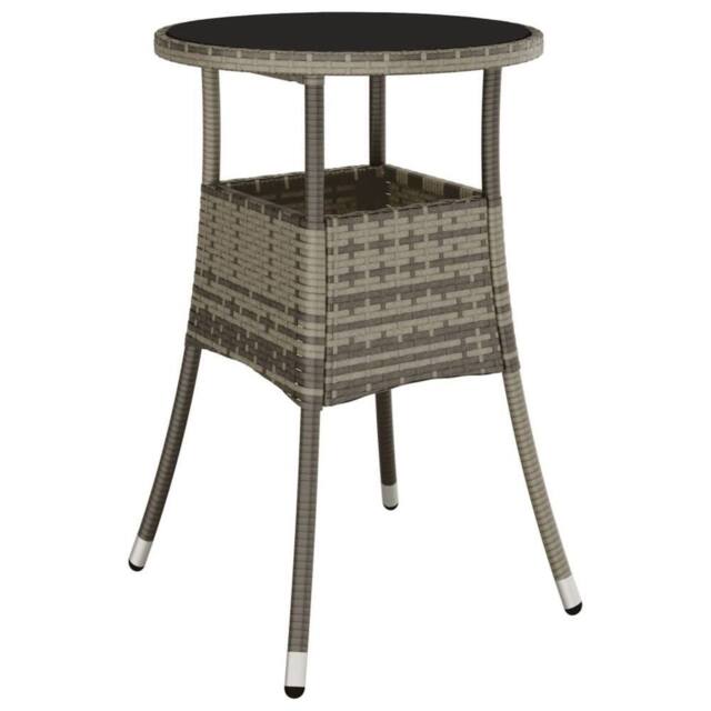 Berkfield Home Garden Table Ã˜60x75 cm Tempered Glass & Poly Rattan Grey - Size: 60x75 cm - image 1