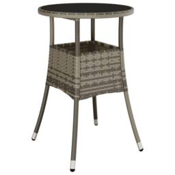 Berkfield Home Garden Table Ã˜60x75 cm Tempered Glass & Poly Rattan Grey - Size: 60x75 cm - thumbnail 1