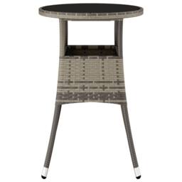 Berkfield Home Garden Table Ã˜60x75 cm Tempered Glass & Poly Rattan Grey - Size: 60x75 cm - thumbnail 4