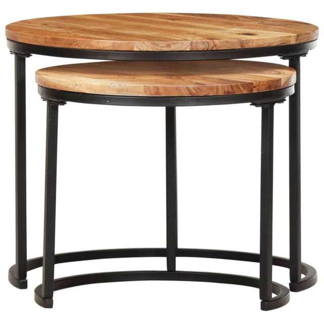Berkfield Home Nesting Tables 2 pcs Solid Acacia Wood in Brown - image 1