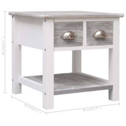 Berkfield Home Side Table Grey 40x40x40 cm Paulownia Wood - Size: 40 x 40 x 40 cm - thumbnail 8