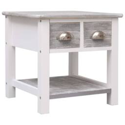 Berkfield Home Side Table Grey 40x40x40 cm Paulownia Wood - Size: 40 x 40 x 40 cm - thumbnail 2
