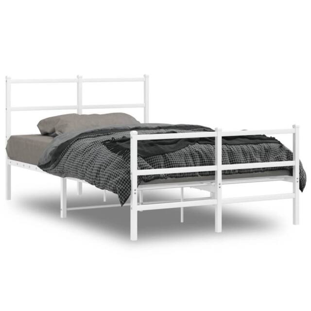 Berkfield Home Metal Bed Frame without Mattress with Footboard¬†White 120x190cm in White - Size: 120x190 cm - image 1