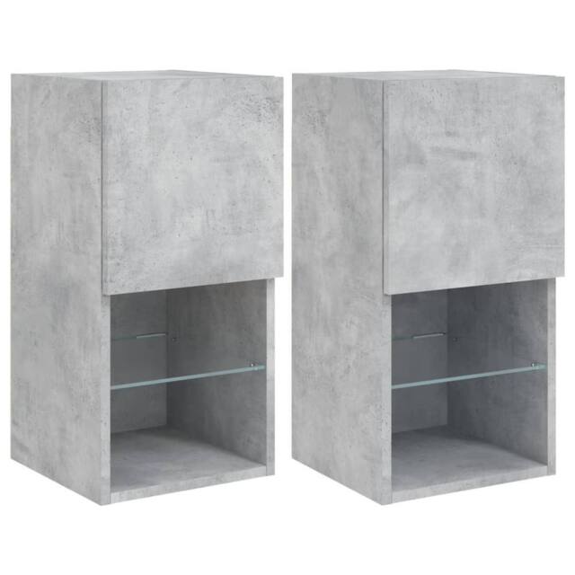 Berkfield Home TV Cabinets with LED Lights 2 pcs Concrete Grey 30.5x30x60 cm - image 1
