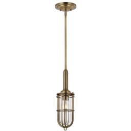 Netlighting Feiss Urban Restoration 1 Light Pendant Dark Antique Brass IP44 in Yellow - thumbnail 1