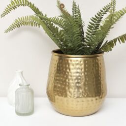 Melody Maison Gold Hammered Metal Planter 20cm X 20cm - Size: 20 cm X 20 cm - thumbnail 6