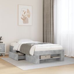 Berkfield Home Bed Frame without Mattress Concrete Grey 90x200cm Engineered Wood - Size: 90x200 cm - thumbnail 1