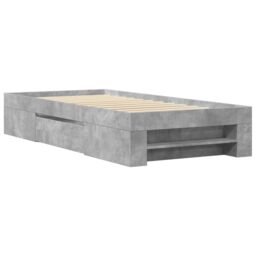 Berkfield Home Bed Frame without Mattress Concrete Grey 90x200cm Engineered Wood - Size: 90x200 cm - thumbnail 3