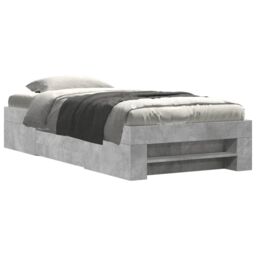 Berkfield Home Bed Frame without Mattress Concrete Grey 90x200cm Engineered Wood - Size: 90x200 cm - thumbnail 2