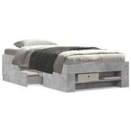 Berkfield Home Bed Frame without Mattress Concrete Grey 90x200cm Engineered Wood - Size: 90x200 cm - thumbnail 4