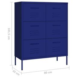 Berkfield Home Drawer Cabinet Navy Blue 80x35x101.5 cm Steel - thumbnail 9