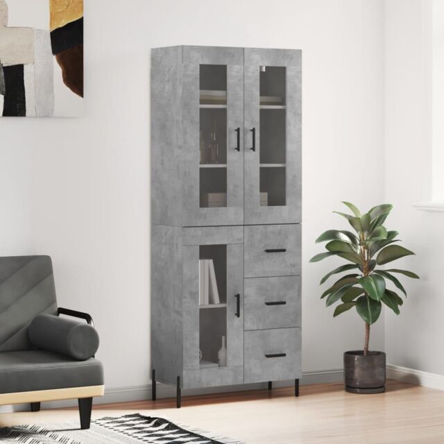 Berkfield Home Highboard Concrete Grey 69.5x34x180 cm Engineered Wood - image 1