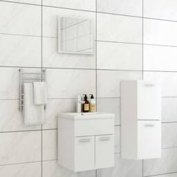 Berkfield Home Bathroom Furniture Set White Engineered Wood - thumbnail 1
