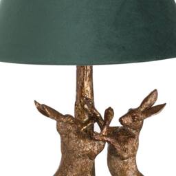 Wyld Haus Sault Antique Gold Marching Hares Table Lamp with Green Velvet Shade - thumbnail 4