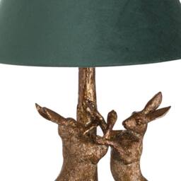 Wyld Haus Sault Antique Gold Marching Hares Table Lamp with Green Velvet Shade - thumbnail 5