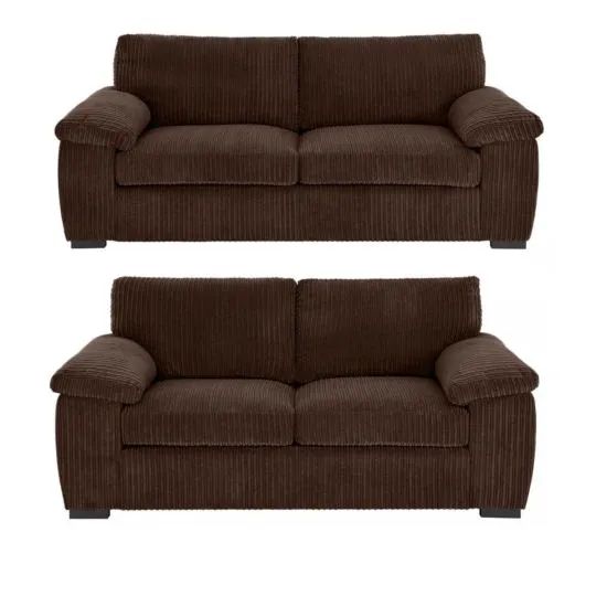 LUXURY LIFE Amalfi Collingdale Jumbo Cord Fabric Sofa Set in Chocolate - image 1