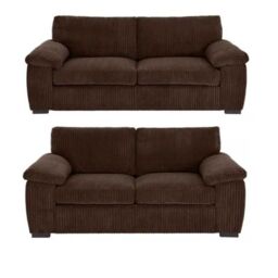 LUXURY LIFE Amalfi Collingdale Jumbo Cord Fabric Sofa Set in Chocolate - thumbnail 1