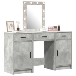 Berkfield Home 3 Piece Dressing Table Set with LED Concrete Grey Engineered Wood - thumbnail 3