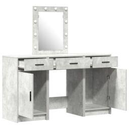 Berkfield Home 3 Piece Dressing Table Set with LED Concrete Grey Engineered Wood - thumbnail 4