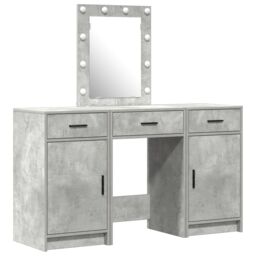 Berkfield Home 3 Piece Dressing Table Set with LED Concrete Grey Engineered Wood - thumbnail 2