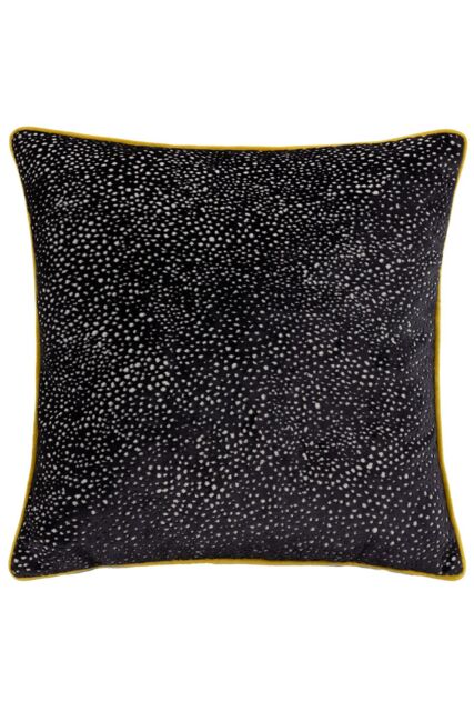 Paoletti Estelle Spotted Piped Cut Velvet Cushion in Black - Size: 45 cm x 45 cm - image 1
