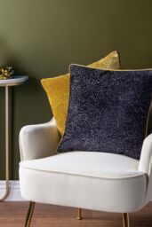 Paoletti Estelle Spotted Piped Cut Velvet Cushion in Black - Size: 45 cm x 45 cm - thumbnail 4