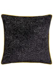 Paoletti Estelle Spotted Piped Cut Velvet Cushion in Black - Size: 45 cm x 45 cm - thumbnail 1