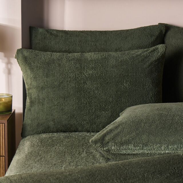 OHS 4 Pack Teddy Fleece Pillowcase Cover Bedding Set Thermal in Green - Size: Standard Pillow Case - image 1