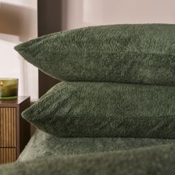 OHS 4 Pack Teddy Fleece Pillowcase Cover Bedding Set Thermal in Green - Size: Standard Pillow Case - thumbnail 3