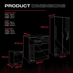 X Rocker Octane 3PC Bedroom Furniture Set for Kids - Bedside, Chest & Wardrobe in Red - thumbnail 7