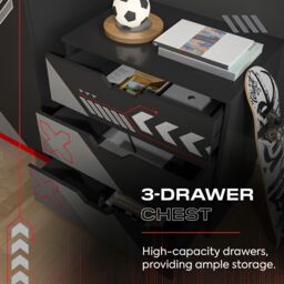 X Rocker Octane 3PC Bedroom Furniture Set for Kids - Bedside, Chest & Wardrobe in Red - thumbnail 4
