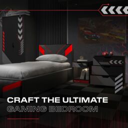 X Rocker Octane 3PC Bedroom Furniture Set for Kids - Bedside, Chest & Wardrobe in Red - thumbnail 6