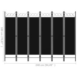 Berkfield Home 6-Panel Room Divider Black 240x180 cm - thumbnail 6
