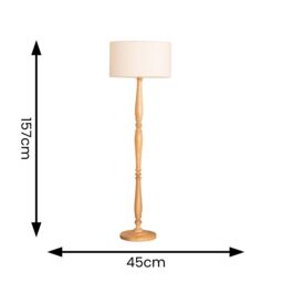 ValueLights Victoria Candlestick Light Wood Floor Lamp with Cream Boucle Drum Lamp Shade in Natural - thumbnail 6