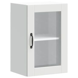 Berkfield Home Kitchen Wall Cabinet with Glass Door Porto White - thumbnail 2