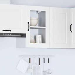 Berkfield Home Kitchen Wall Cabinet with Glass Door Porto White - thumbnail 4