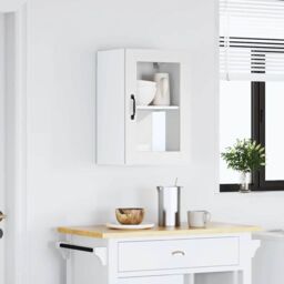 Berkfield Home Kitchen Wall Cabinet with Glass Door Porto White - thumbnail 3