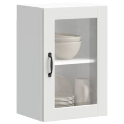 Berkfield Home Kitchen Wall Cabinet with Glass Door Porto White