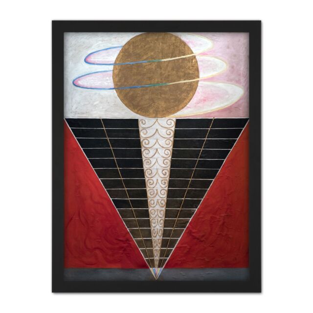 "Artery8 Wall Art Print Hilma Af Klint Group X No 2 Altarpiece Abstract Large Framed Wall Décor Art in Brown - Size: W18"" x H24""" - image 1