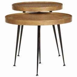 Berkfield Home Coffee Table¬†2 pcs Golden Engineered Wood in Gold - thumbnail 1