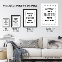 "Artery8 Actually Life Is Beautiful & l Have Time Simple Wall Art Print in White - Size: W18"" x H24""" - thumbnail 3