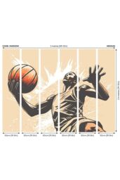 Origin Murals Graphic Basketball Player Wall Mural in Orange - Size: W350 cm x H280 cm - thumbnail 3