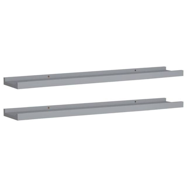 Berkfield Home Picture Frame Ledge Shelves 2 pcs Grey 80x9x3 cm MDF - Size: 80 x 9 x 3 cm - image 1