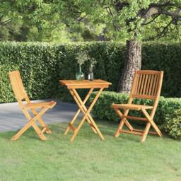 Berkfield Home Sturdy 3 Piece Folding Garden Dining Set Solid Acacia Wood in Brown - thumbnail 2