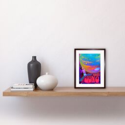 "Artery8 Wall Art Print NASA Juno Mission to Jupiter Psychedelic Artwork Framed 9X7 Inch in Brown - Size: W7"" x H9""" - thumbnail 2
