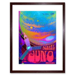 "Artery8 Wall Art Print NASA Juno Mission to Jupiter Psychedelic Artwork Framed 9X7 Inch in Brown - Size: W7"" x H9""" - thumbnail 1
