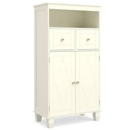 FORGEVIO Bathroom Floor Storage Cabinet with Shelves & Drawers in Beige - thumbnail 4