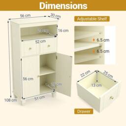 FORGEVIO Bathroom Floor Storage Cabinet with Shelves & Drawers in Beige - thumbnail 2