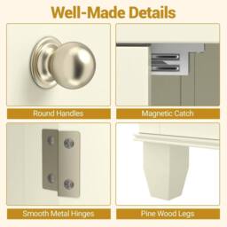 FORGEVIO Bathroom Floor Storage Cabinet with Shelves & Drawers in Beige - thumbnail 6